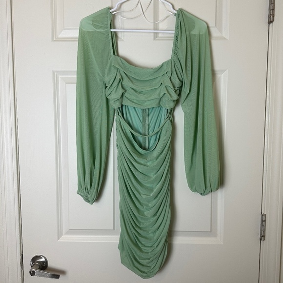 NWOT Princess Polly Courtney Long Sleeve Green Mini Dress Women Size 4 - Picture 1 of 5
